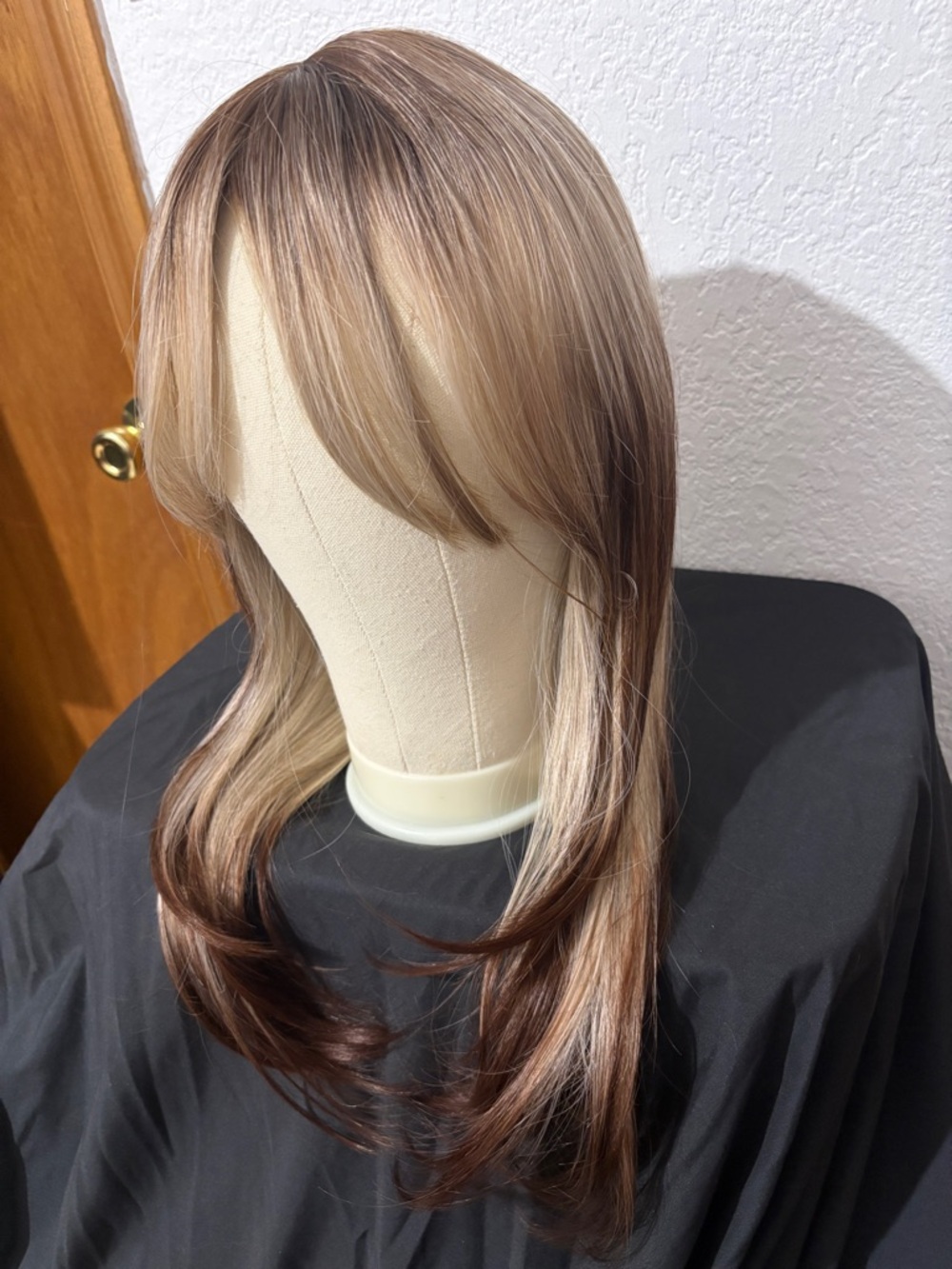 Allbell Long Straight Wig Ombré Brown, Brown Highlight Mixed Blonde - Picture 3 of 6